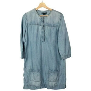 Armani Exchange Denim Chambray Blue Long Sleeve Mini Dress 10